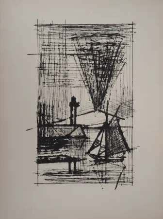 Stich Buffet - Paysage au voilier et au phare