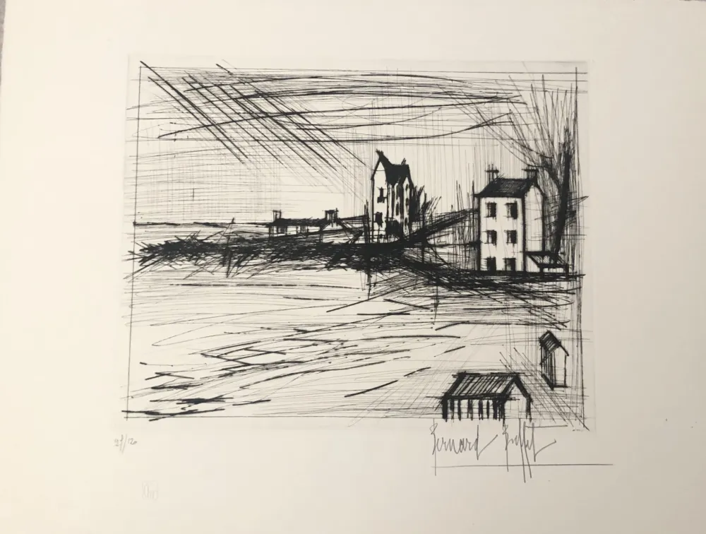 Kaltnadelradierung Buffet - Plage bretonne 