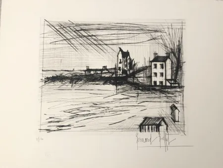 Kaltnadelradierung Buffet - Plage bretonne 