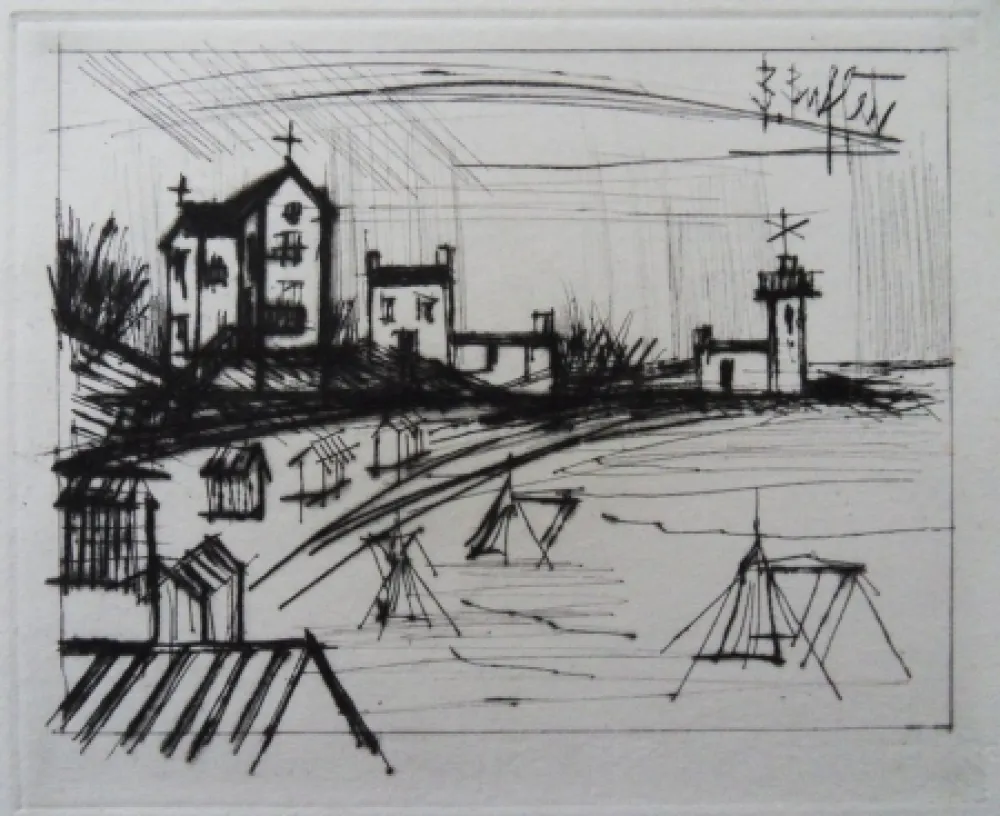 Kaltnadelradierung Buffet - Plage des Côtes du Nord