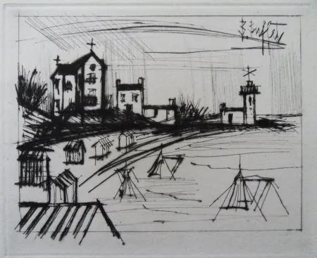 Kaltnadelradierung Buffet - Plage des Côtes du Nord