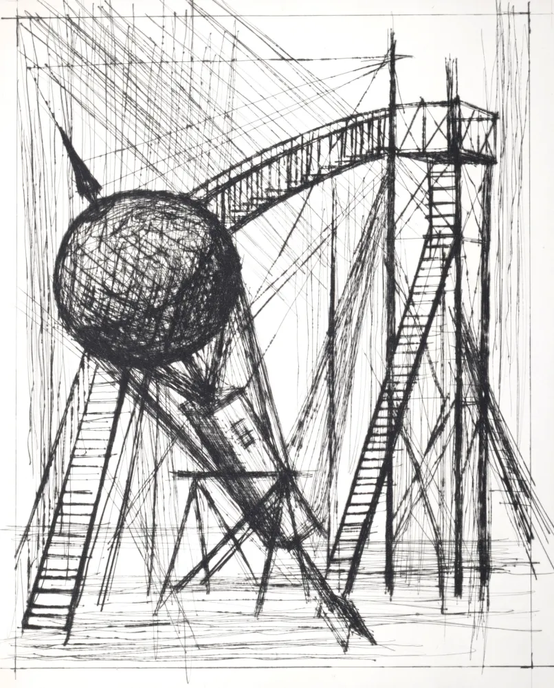 Kaltnadelradierung Buffet - Voyages fantastiques de Cyrano de Bergerac, 1958