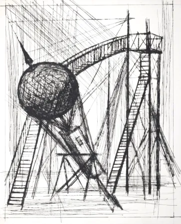 Kaltnadelradierung Buffet - Voyages fantastiques de Cyrano de Bergerac, 1958