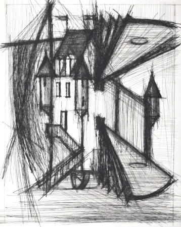 Kaltnadelradierung Buffet - Voyages fantastiques de Cyrano de Bergerac, 1958