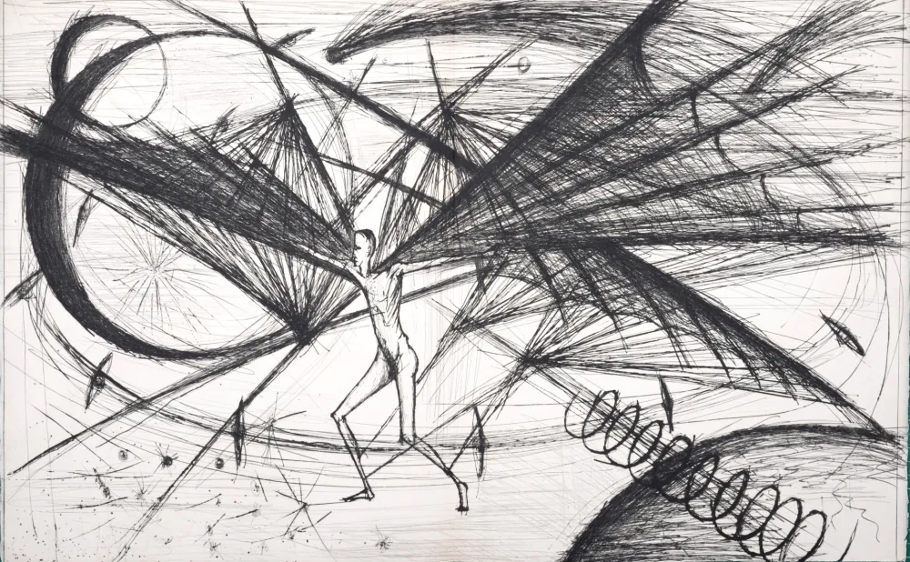 Kaltnadelradierung Buffet - Voyages fantastiques de Cyrano de Bergerac, 1958