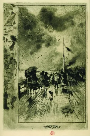 Radierung Buhot - Une Jeteé en Angleterre