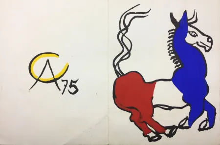 Keine Technische Calder - L'ÂNE TRICOLORE (BLEU BLANC ROUGE),1975. Carte originale gouachée par Alexander Calder.