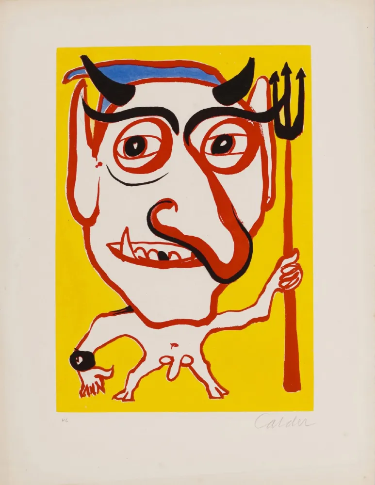 Aquatinta Calder - Le diable (portrait de Constantin Tacou)