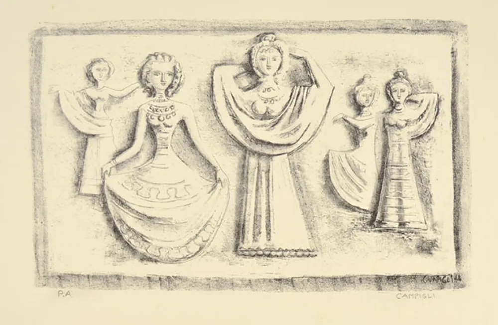 Lithographie Campigli - DANZE NOTTURNE, 1944