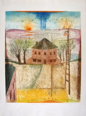 Radierung Und Aquatinta Carcan - A l'angle du chemin