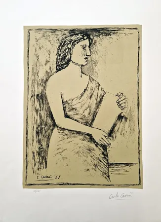 Lithographie Carra - Donna con libro