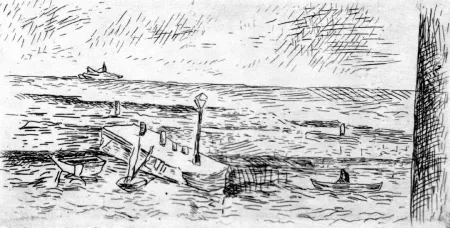 Radierung Carra - Il molo di Camogli