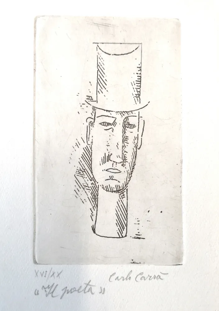 Radierung Carra - Il poeta