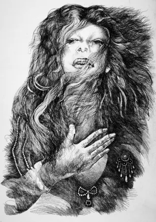 Radierung Carrera - La cantante