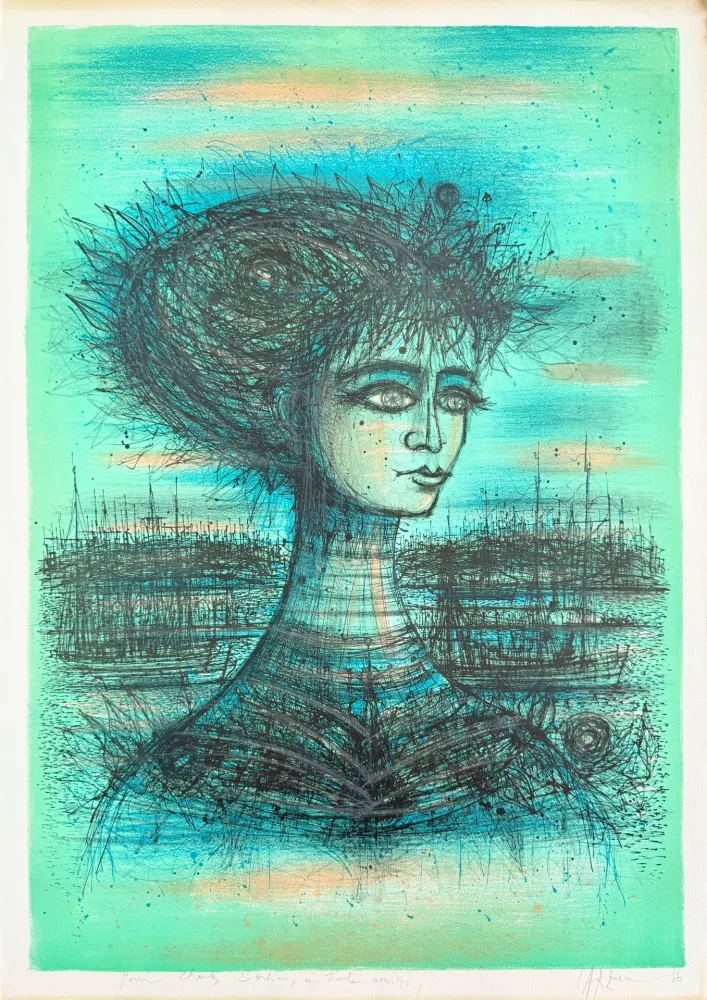 Lithographie Carzou - Princesse d'Azur