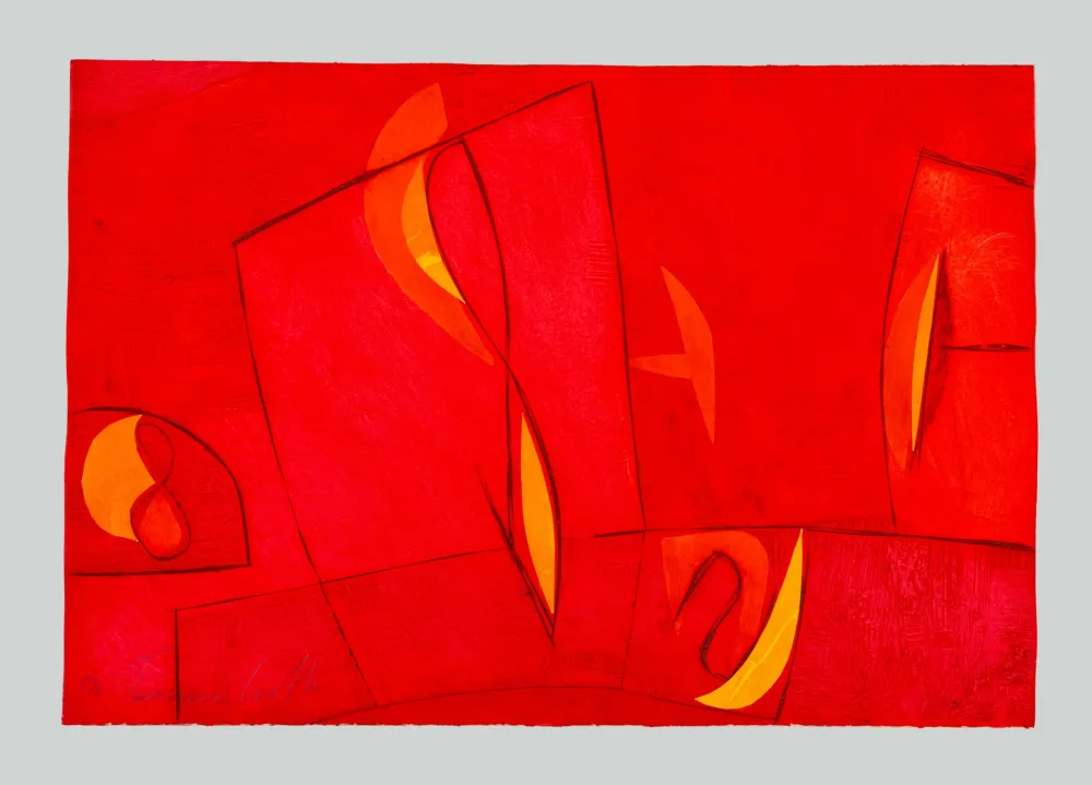 Radierung Und Aquatinta Cascella - Composizione rossa