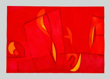 Radierung Und Aquatinta Cascella - Composizione rossa