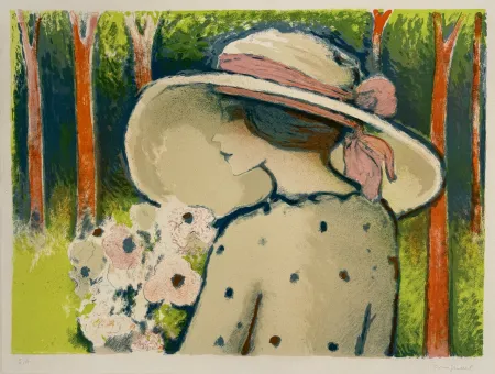 Lithographie Cassigneul  - Le Arbes Rouge