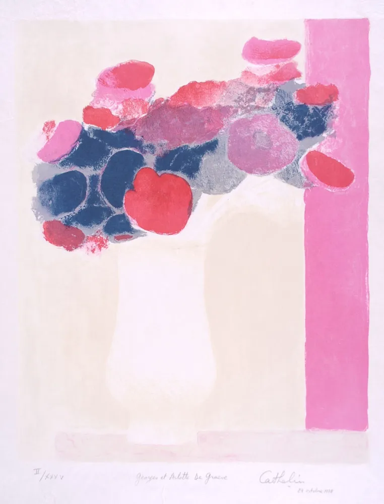 Lithographie Cathelin - Anémones 2 - Anemones 2