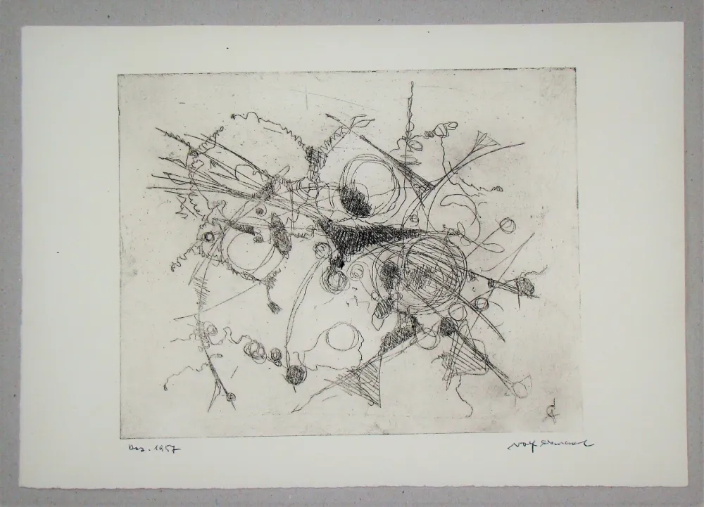 Radierung Cavael - Abstrakte Komposition