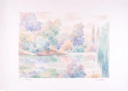 Lithographie Cavalle - L'étang