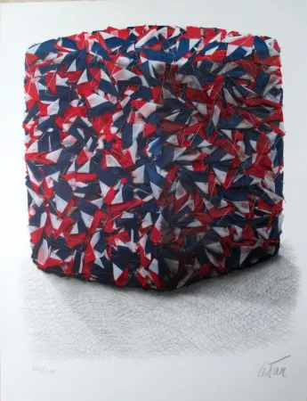 Siebdruck Cesar - Compression des drapeaux francais