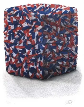 Siebdruck Cesar - Portrait comp. drapeaux Français