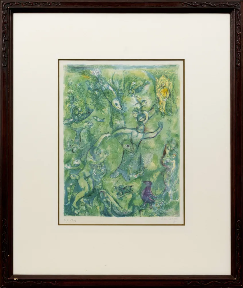 Lithographie Chagall - Abdullah Discovered before Him...,  from the Arabian Nights