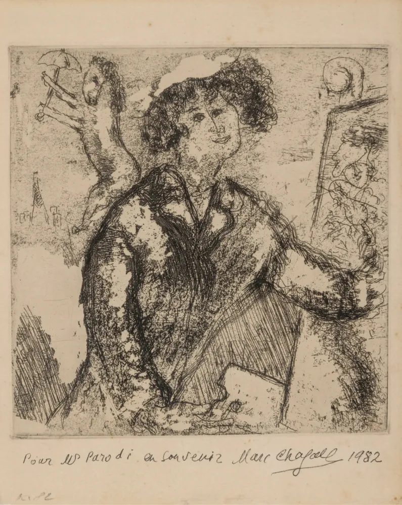 Stich Chagall - Autoportrait au chevalet (from Chagall et l'Ame Juive)