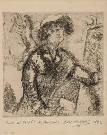 Stich Chagall - Autoportrait au chevalet (from Chagall et l'Ame Juive)