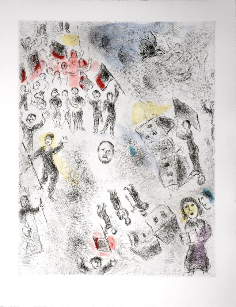 Radierung Und Aquatinta Chagall - Celui qui dit les choses sans rien dire, 1976 - PLATE 5