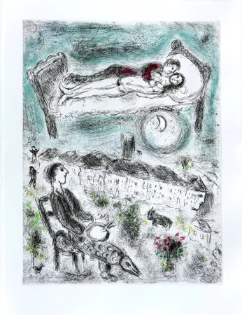 Radierung Chagall - Celui qui dit les choses sans rien dire, Planche III
