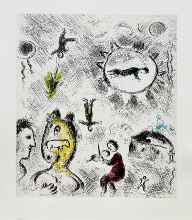 Radierung Und Aquatinta Chagall - Celui qui dit les choses sans rien dire, Planche XXV
