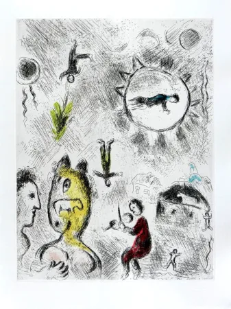 Radierung Und Aquatinta Chagall - Celui qui dit les choses sans rien dire, Planche XXV