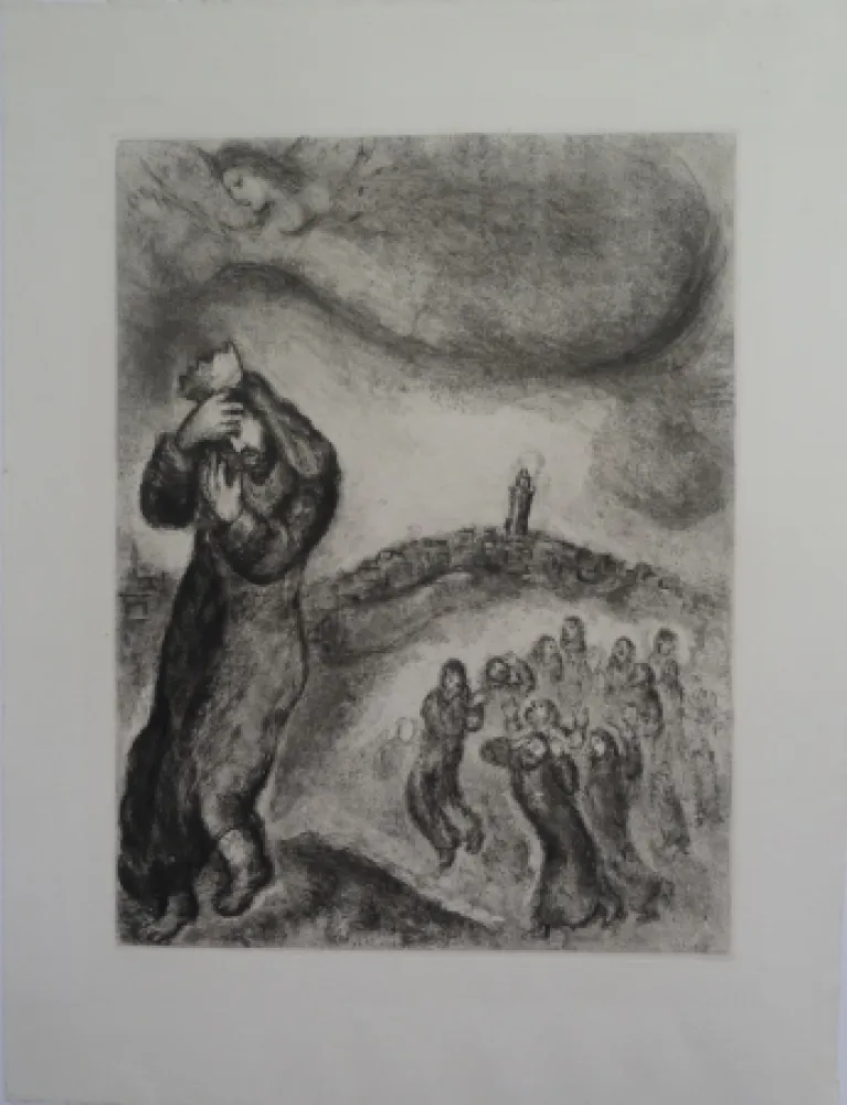 Stich Chagall - David montant la colline des oliviers
