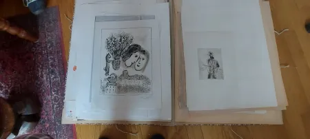 Lithographie Chagall - Double visage gris (1974)