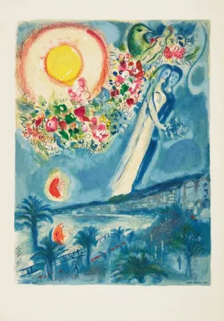 Lithographie Chagall - Femme au bouquet (Woman with Bouquet)