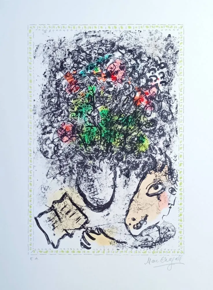 Lithographie Chagall - Fleurs d'art