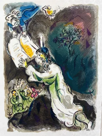 Lithographie Chagall - He gave him Two Tables of the Testimonie, even tables of stone, written with the finger of God