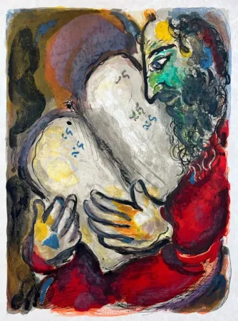 Lithographie Chagall - He wrote in the Tables the wordes of the covenant, even the Ten Commandments