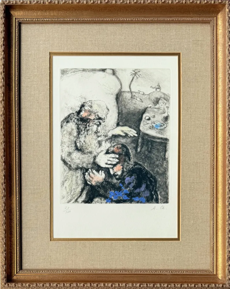 Radierung Chagall - Jacob Blessed By Isaac