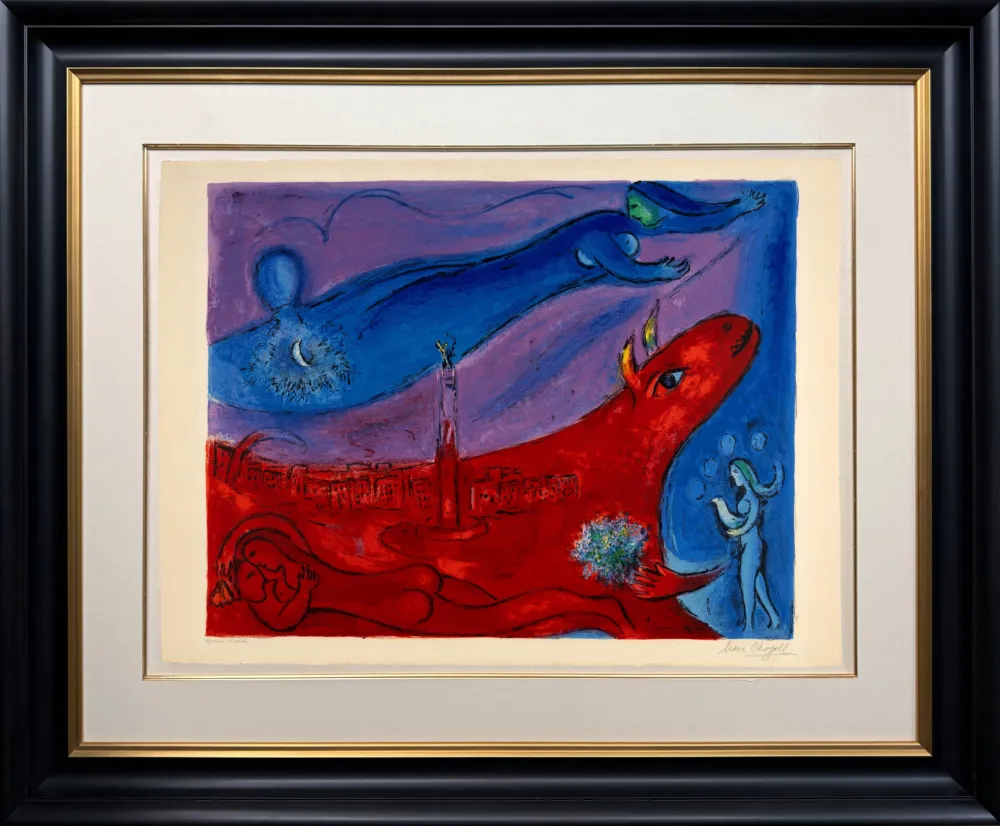Lithographie Chagall - La Bastille