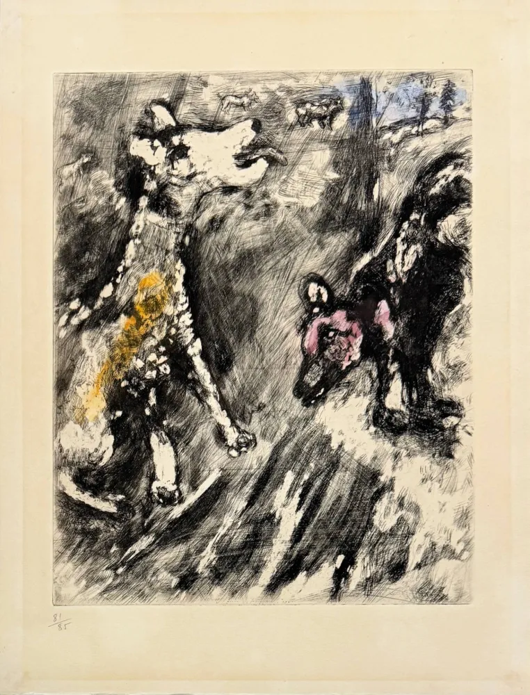 Radierung Chagall - La Lice et sa compagne