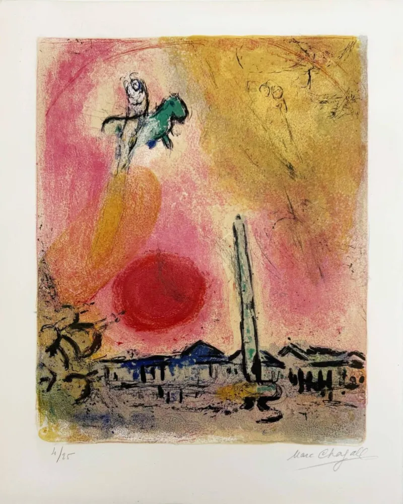 Lithographie Chagall - La place de la Concorde