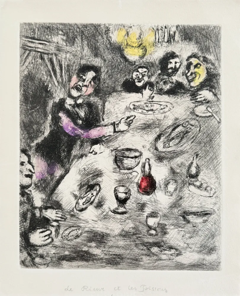 Radierung Chagall - La Rieur et Les Poissons