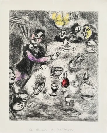 Radierung Chagall - La Rieur et Les Poissons