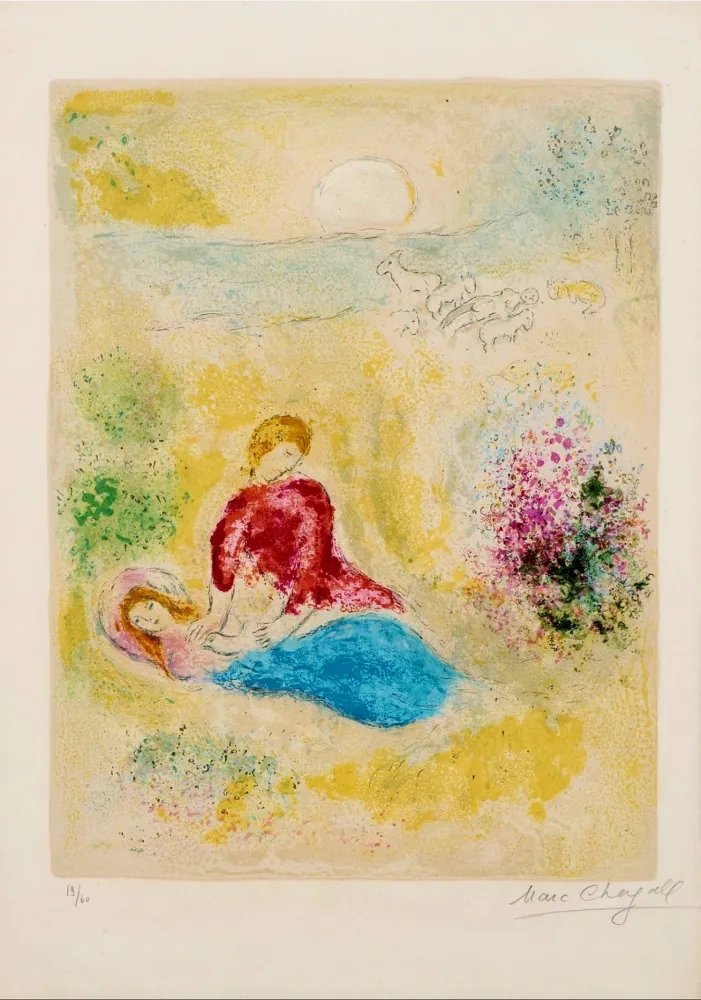 Lithographie Chagall - L'arondelle - Signed Daphnis et Chloé