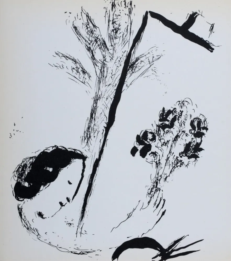 Lithographie Chagall - Le bouquet à la main