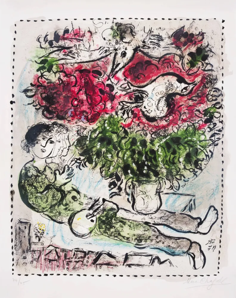 Lithographie Chagall - Le bouquet du peintre (The Painter’s Bouquet)