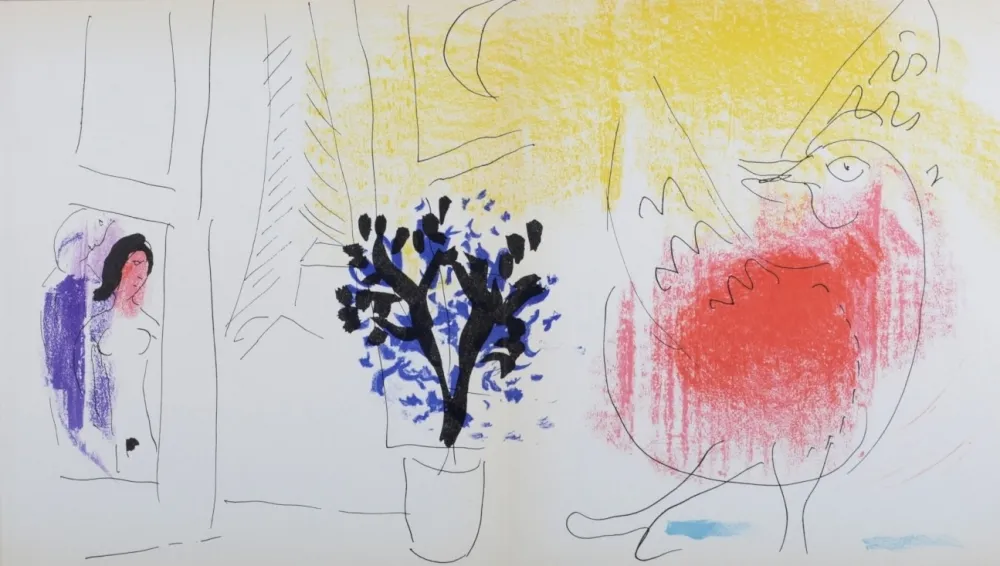 Lithographie Chagall - Le Coq Rouge